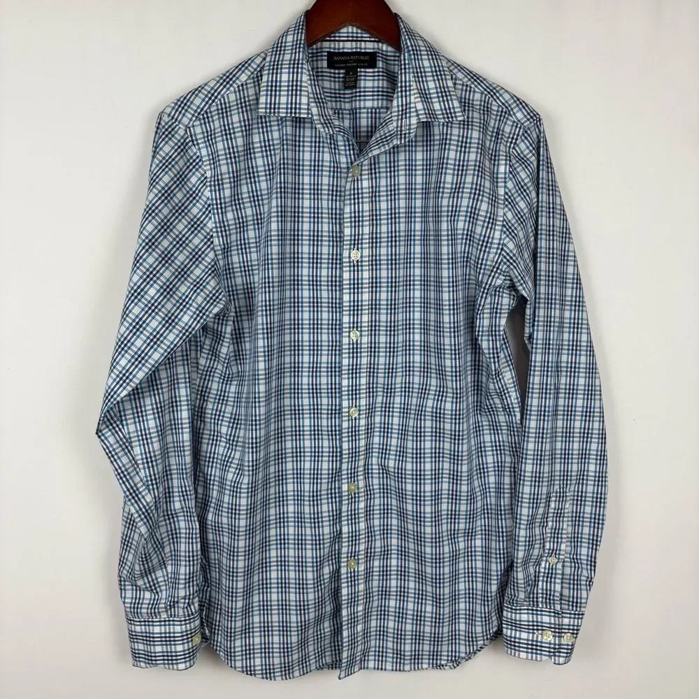 Banana Republic Button Down Plaid‎ Styled Dress Shirt